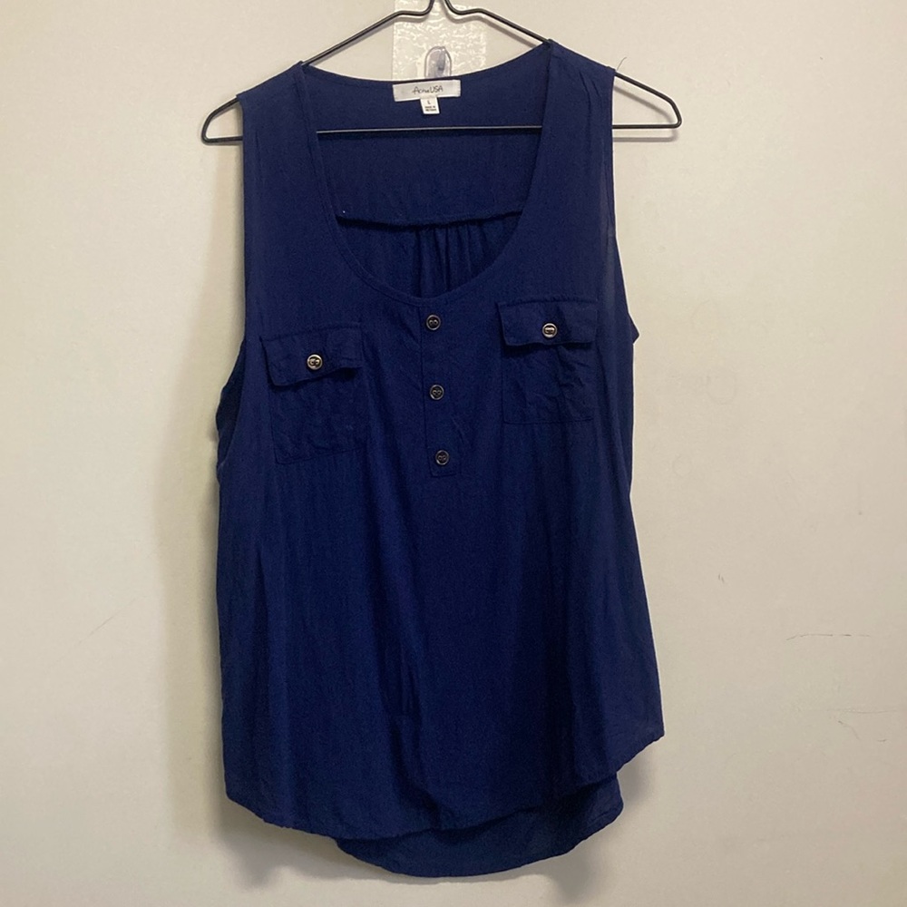 Active USA  Navy Blue Sleeveless Tank Top